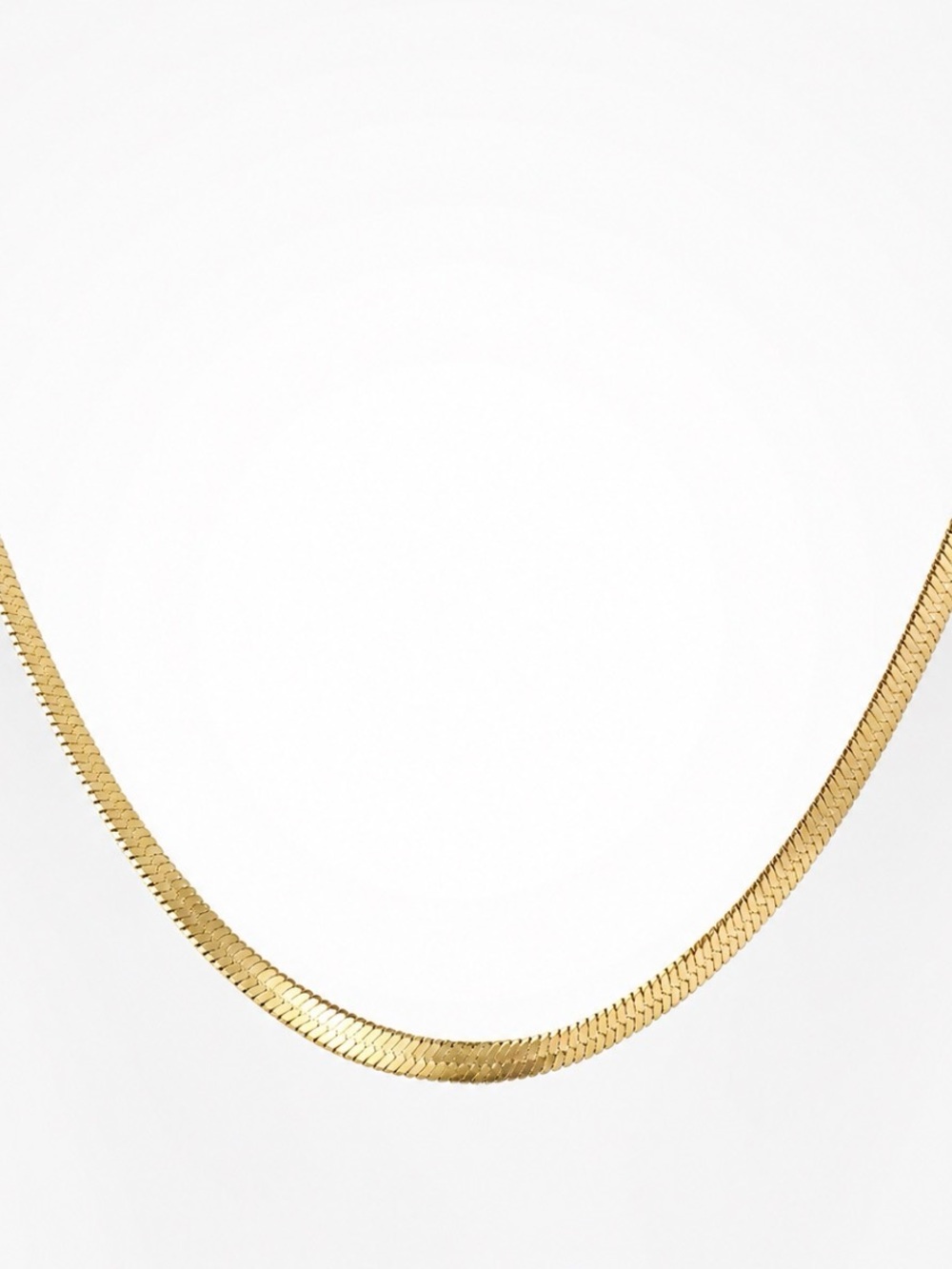 Classic Gold Tone Herringbone Necklace - Sleek Everyday Chain